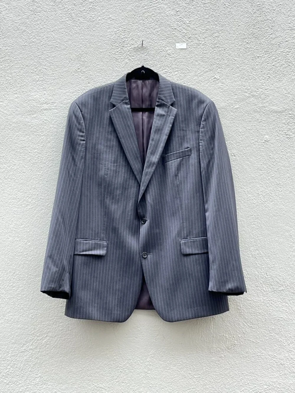 Men's Lauren Ralph Lauren Charcoal  Grey Pinstriped Wool Blazer Jacket Size 48L